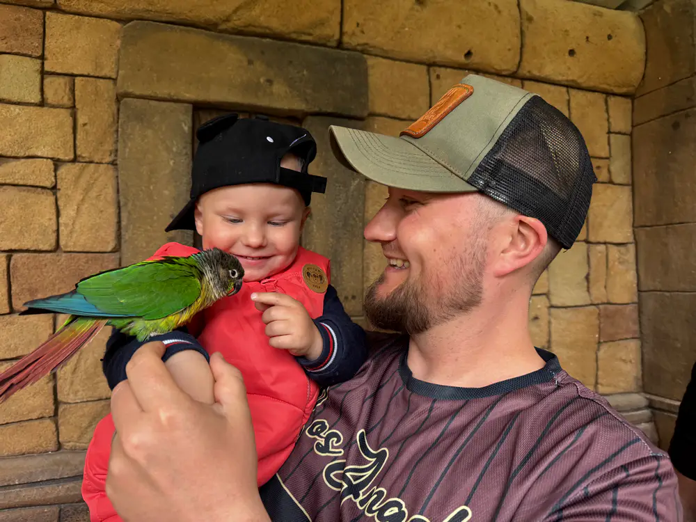 Rodzinna wycieczka po polsku na Minorce z papugą w zoo
